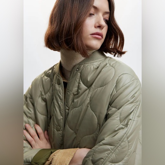 Mango MNG satin quilted padded blogger favorite puffer jacket water repellent - Picture 6 of 9